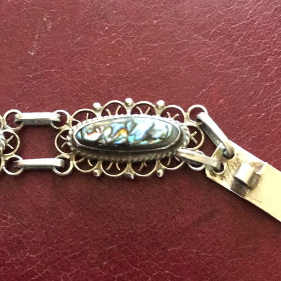 Vintage Abalone Sterling Silver Bracelet EUC - Picture 10 of 10